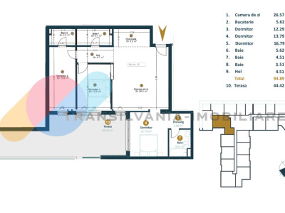 Apartament 4 camere, 93 mp utili, 53 mp terasa, Marasti