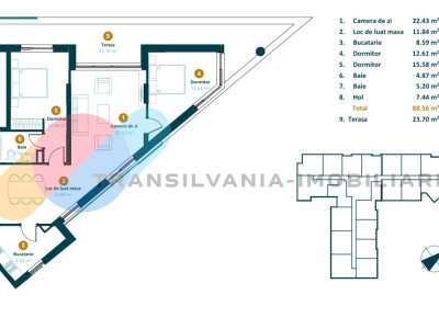 Apartament 3 camere, 88 mp utili, terasa spatioasa de 30 mp, Marasti